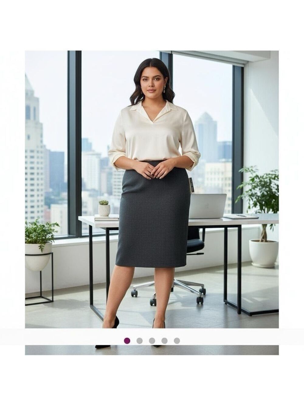 Jones New York NWT wool blend career skirt in platinum alloy heather size 16